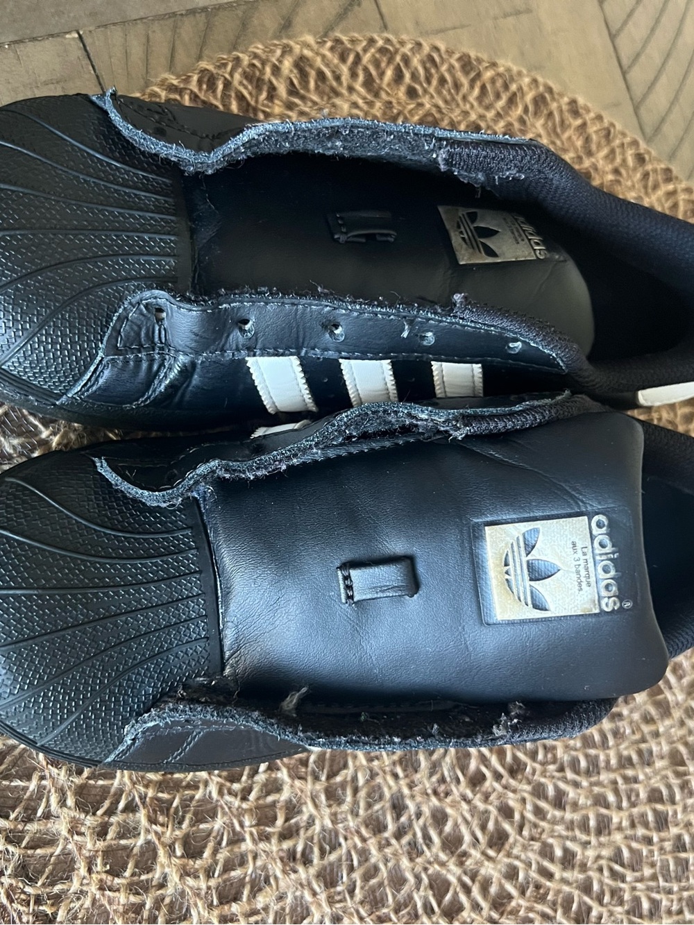 adidas kids Black Sneakers with White Stripes